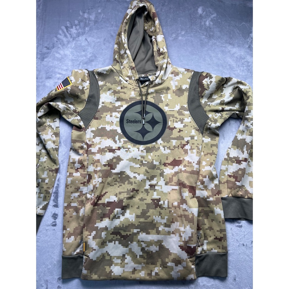 Nike NFL Pittsburgh Steelers Salute to Service Camo Hoodie Dri-FIT Mens Small
